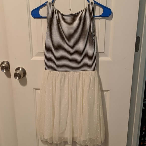 Cream and black and white striped dress - Picture 2 of 2